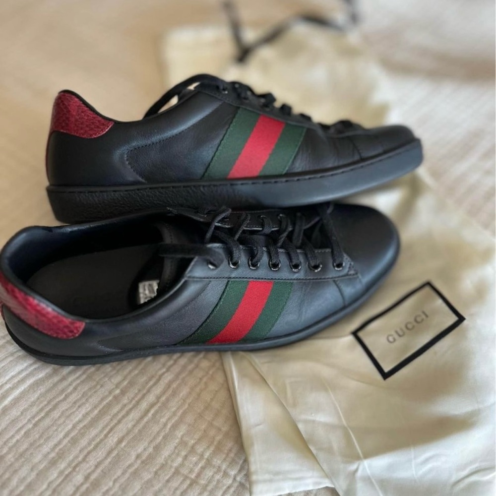 Gucci Ace Sneakers BLACK leather 8.5